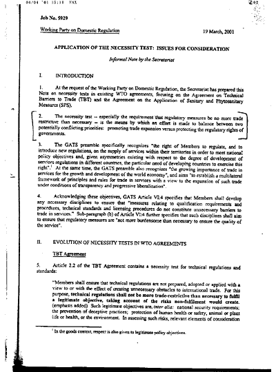 WTO Confidential Memo