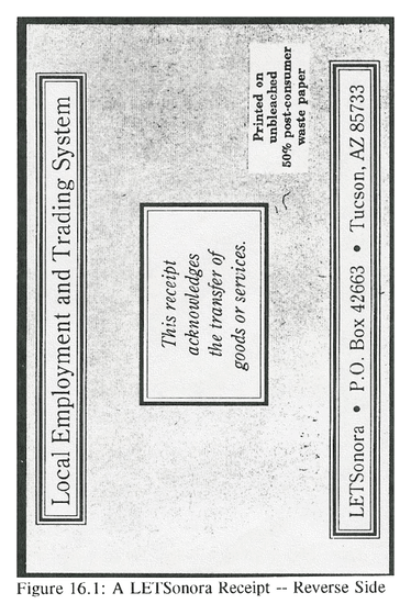 Fig 16.1: A LETSonora Receipt -- 
Reverse Side