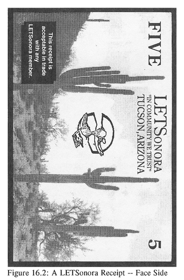 Fig 16.2: A LETSonora Receipt -- 
Face Side