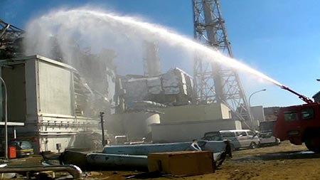 Water sprayed toward Unit 3 of troubled Fukushima Daiichi
nuclear complex
