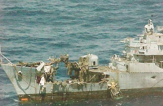 effect of anti-ship missile with high explosive warhead on unarmed ship