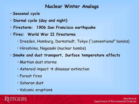 Nuclear Winter Analogs
