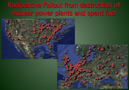 Radioactive Fallout from destruction of nuclear power plants and spent fuel