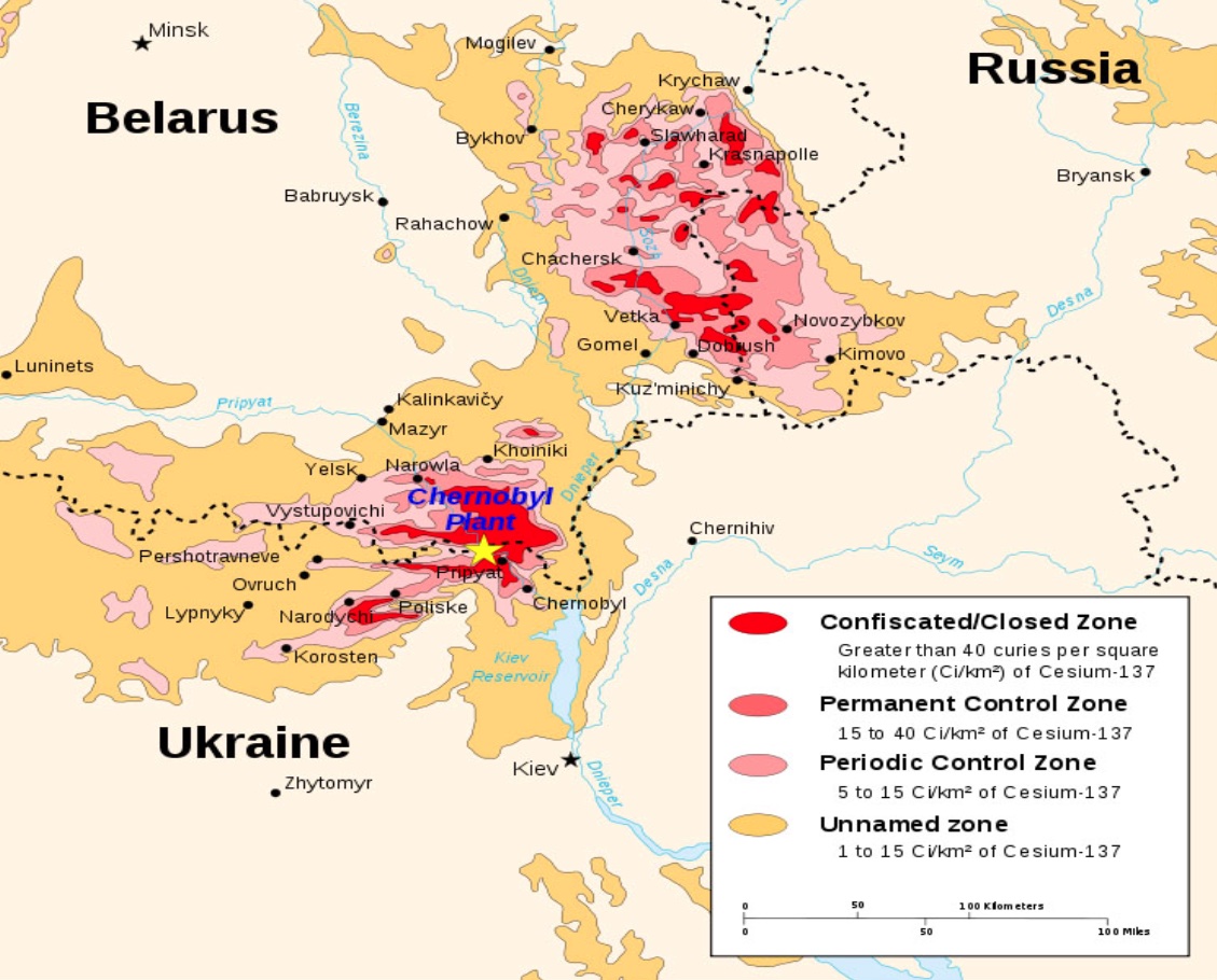 Map of Chernobyl Exclusion Zone