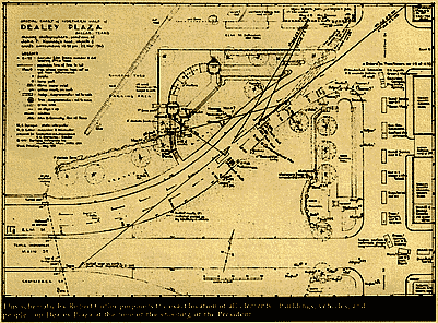 Dealey Plaza &#10;Firing Paths Schematic by architect Robert Cutler