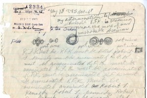 portion of most famous page from Sirhan's notebook