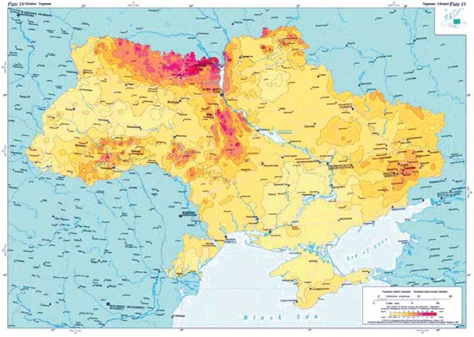 Caesium-137 contaminated 
areas in Ukraine